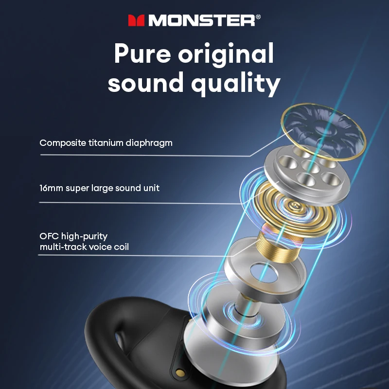 Monster-auriculares inalámbricos MH22156 originales, cascos con Bluetooth 5,4, modo Dual, batería de larga duración, impermeables IP5X, deportivos