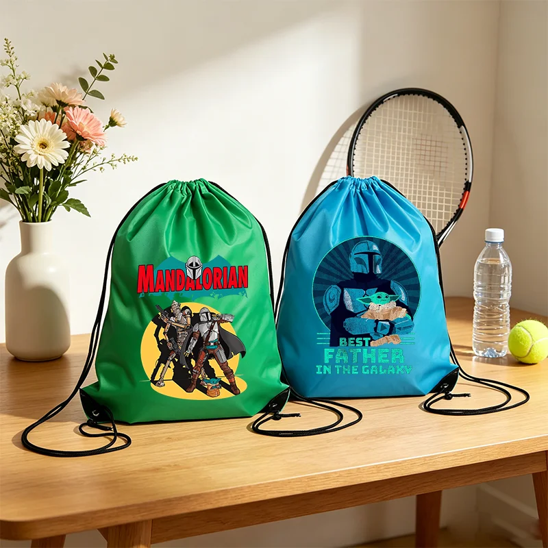 Stared Wars Drawstring Bag Print Portable Travel Shopping Pouch Lightweight Birthday Gifts Cute Cartoon School Book Storage Bags