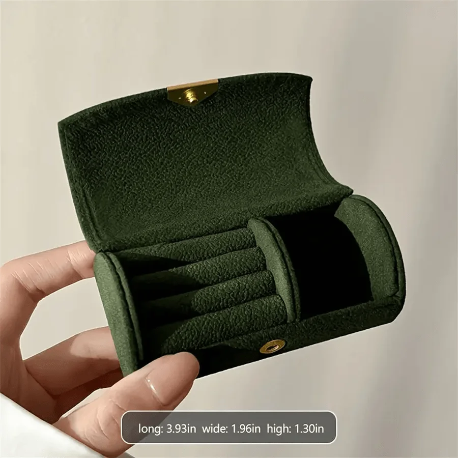 

Compact Velvet Jewelry Organizer Box - Portable Ring & Accessory Storage Case
