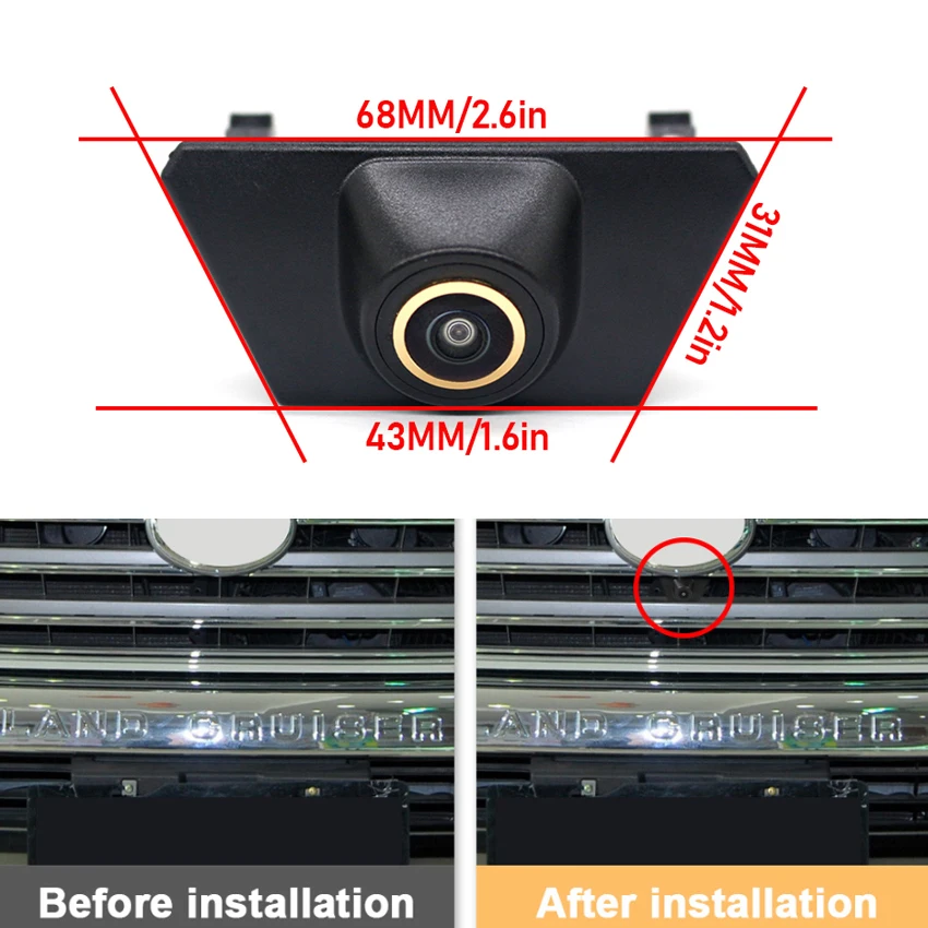 CCD HD Car Front View Parking Night Vision Positive Waterproof Logo Camera For Toyota Land Cruiser 200 LC200 2012 2013 2014 2015