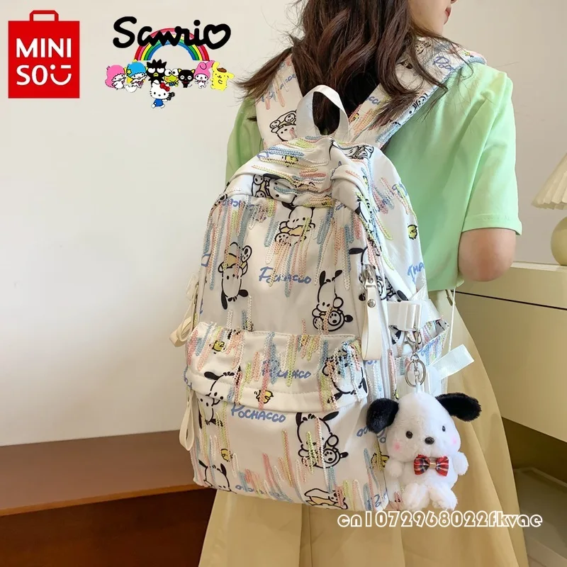 Sacola escolar estudantil Sanrio para meninas, mochila de viagem de grande capacidade, bolsa feminina casual cartoon, nova moda de alta qualidade, 2024