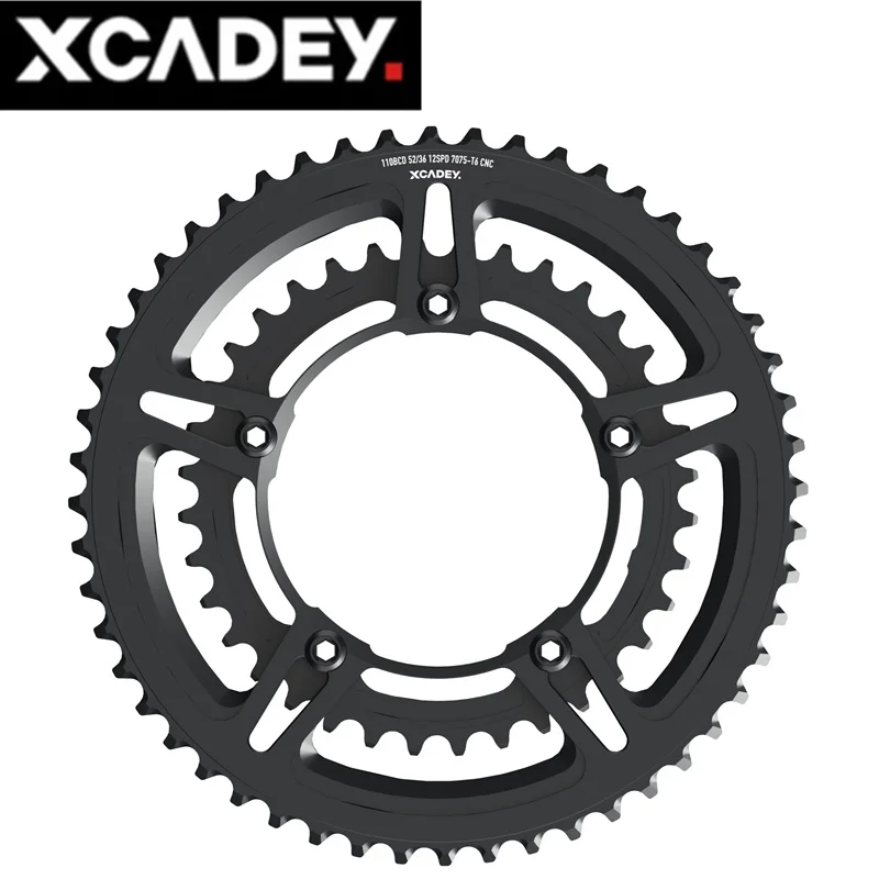 

XCADEY Crown Chainring 53-39T/52-36T/50-34T for XCADEY 4H/110BCD-4s/5H Road Bike with Alloy Crank Power Meter