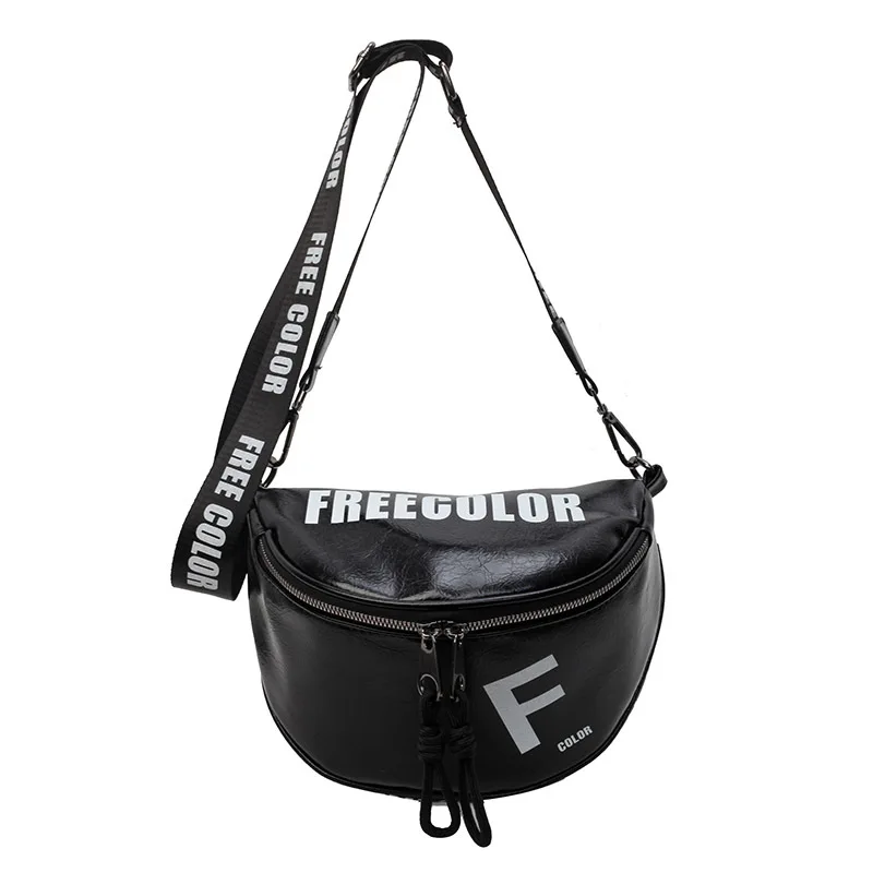 2024 Fashion Women\'s Chest Bags Street Trend Waist Bag Soft PU Leather Half-moon Fanny Pack Large Capacity Casual Crossbody Bag