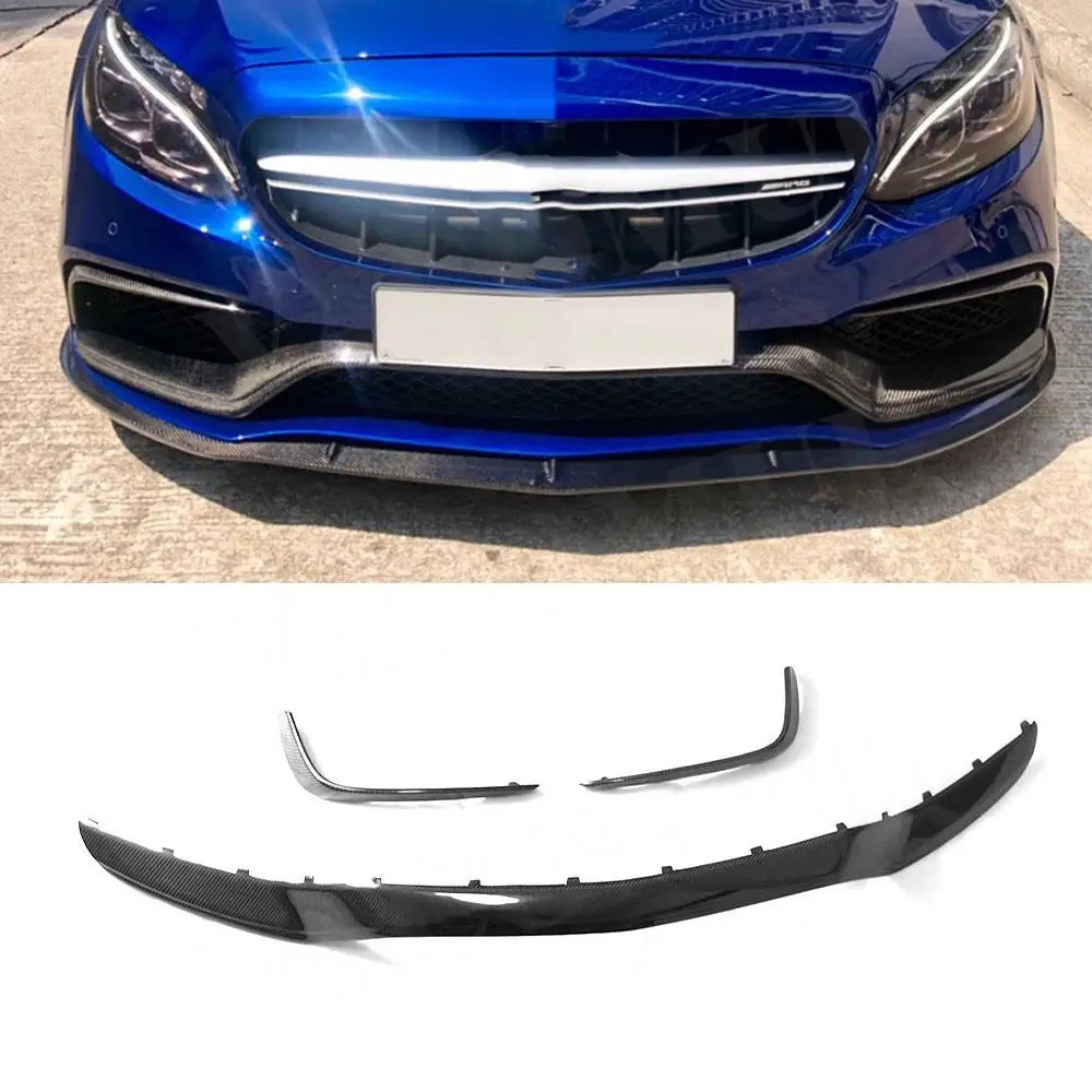 VACOMUL Carbon Fiber Front Bumper Mid Lip Spoiler for Mercedes Benz W205 C205 S205 C Class C63 AMG 2015-2018 FRP Bodykits