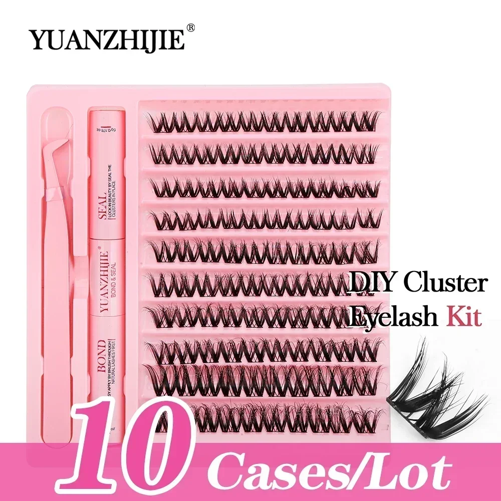 

10cases/lot DIY Self-grafting Eyelash Extensions Kit Long Lasting Last Glue Dovetail Professional Segmented Lashes