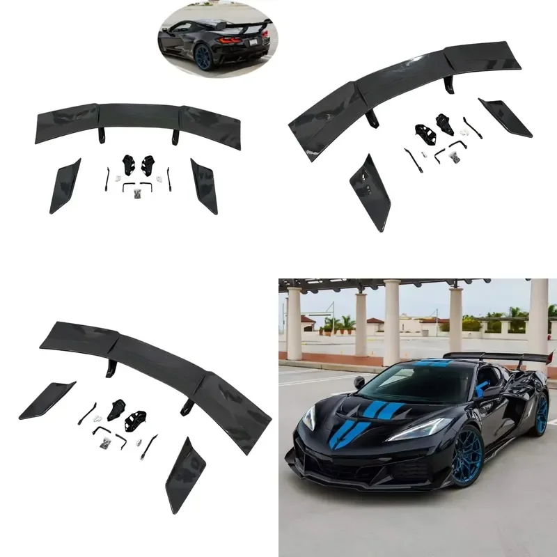 for Chevrolet Corvette C8 Z06 ZR1 Style High Tail Dry Carbon Fiber Replacement Rear Spoiler