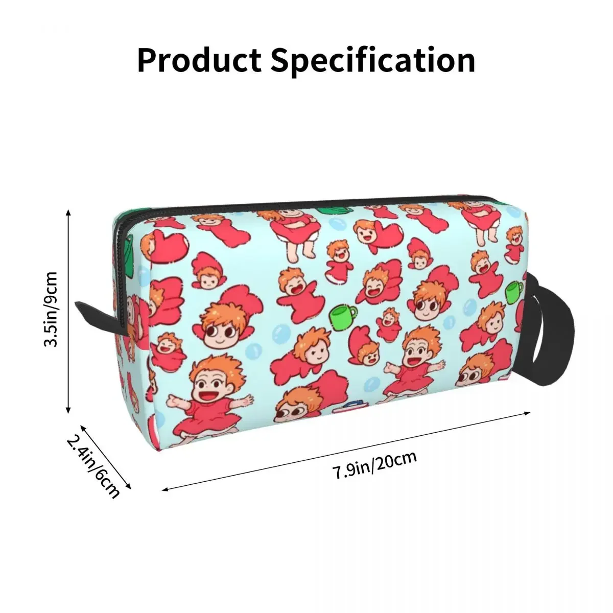 Ponyoed Japanese Animated Cosmetic Bag Women Makeup Bags Fantasy Film Travel Zipper Toiletry Bag Organizer Storage Bag