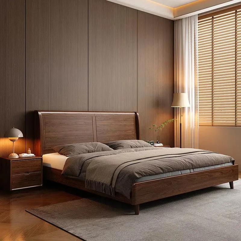 ^Modern Simple Massage Bed Leather Design Sofa Wooden Sleeping Safe Platform Double Bed Bedroom Frame Muebles Trendy Furniture