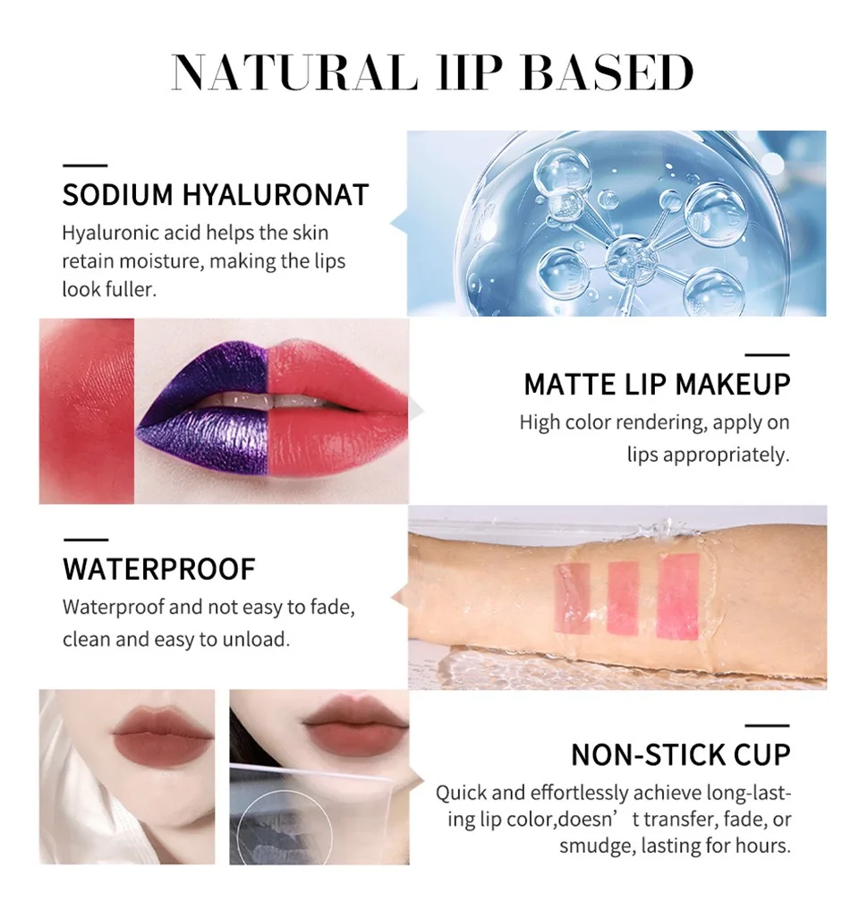 Ogeyero Lipgloss Peel En Stick Set Langdurige Waterdichte Roze Lipgloss Transfer Resistente Natuurlijke Lipgloss Voor