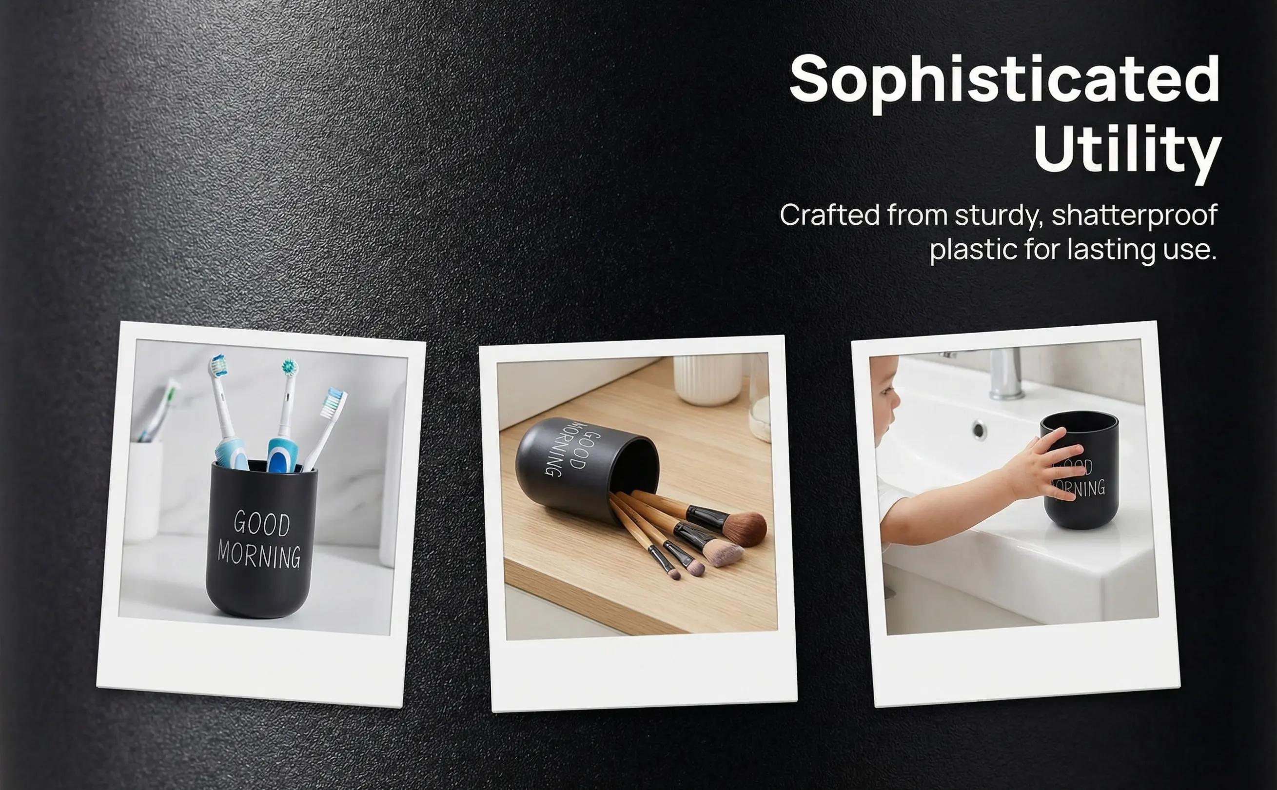 Sleek Frosted Texture Plastic Toothbrush Cup Bathroom Rinsing Tumbler Multifunctional Holder for Toothbrushes Makeup Brushes