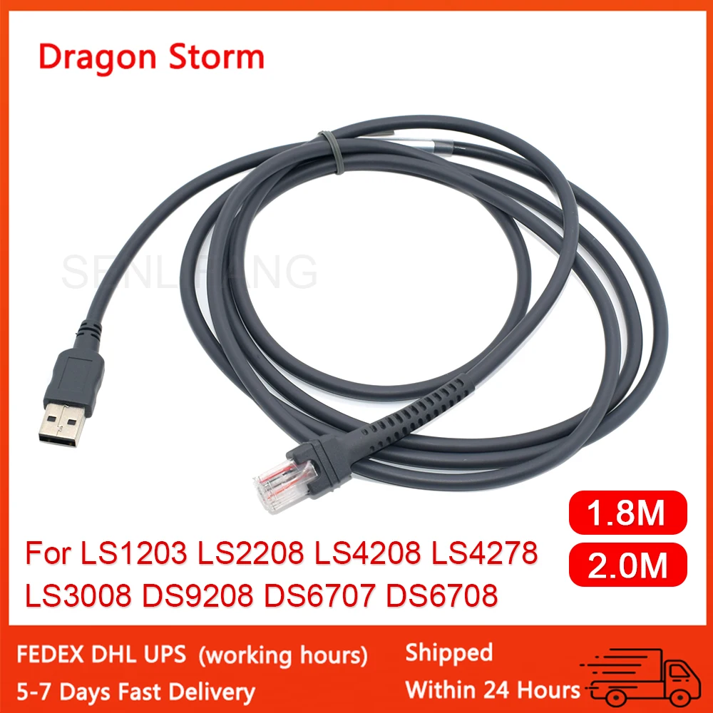 2M USB Ke RJ48 RJ50 Kabel Data Pemindai untuk LS1203 LS2208 LS4208 LS3008 CBAU01-S07ZAR Simbol Pemindai Kode Batang Bagian Kabel Drop Ship