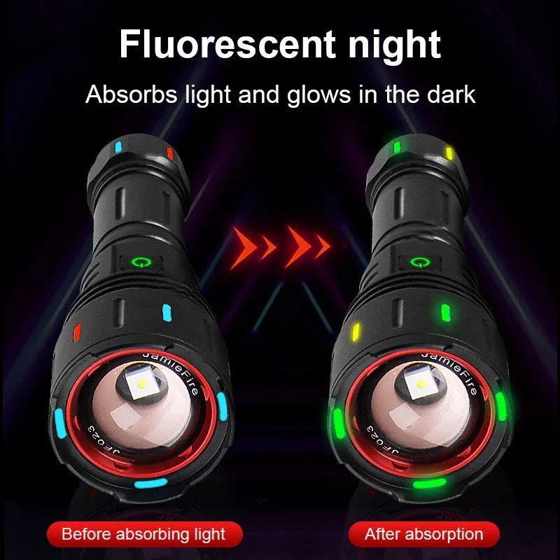 أقوى مصباح يدوي محمول قابل لإعادة الشحن LED مع ضوء فلورسنت طويل المدى مشاعل تكتيكية فانوس التخييم #4