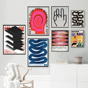 Abstrakte Vintage Japanisch Öffnen Sie Ihre Geistdruckplakate Blue Wave Wandkunst Wandkunst Gemälde auf dem Bildschirm für Wohnzimmer -Raum Dekoration Home 8 Hauptverkäufe abstrakte Gemälde auf Bildschirmen - №3