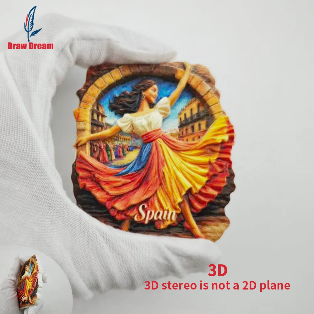 1Pc Spanish Refrigerator Magnet, World Travel Souvenir Collection, Suitable for Home and Office Decoration, Personalized Exclusive Travel Souvenir Magnetic Refrigerator Magnet, Home Decoration, Kitchen, Room, Office, Cabinet Crafts Gift, Holiday Souvenir, Exquisite Small Gift