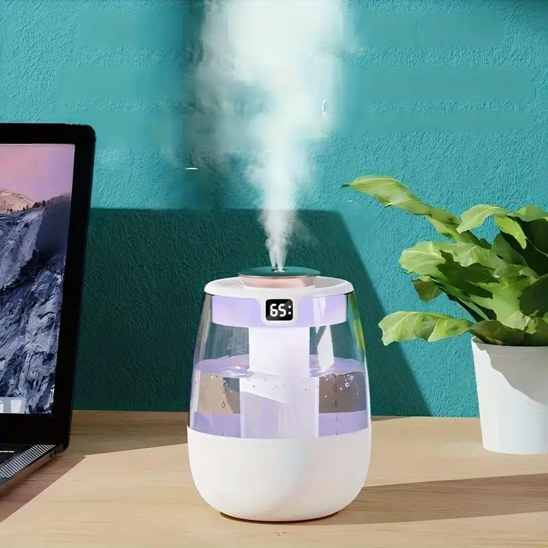 Large Capacity Home & Office Bedroom Humidifier, Portable High Mist Desktop Humidifier, Quiet Digital Dual Spray Display