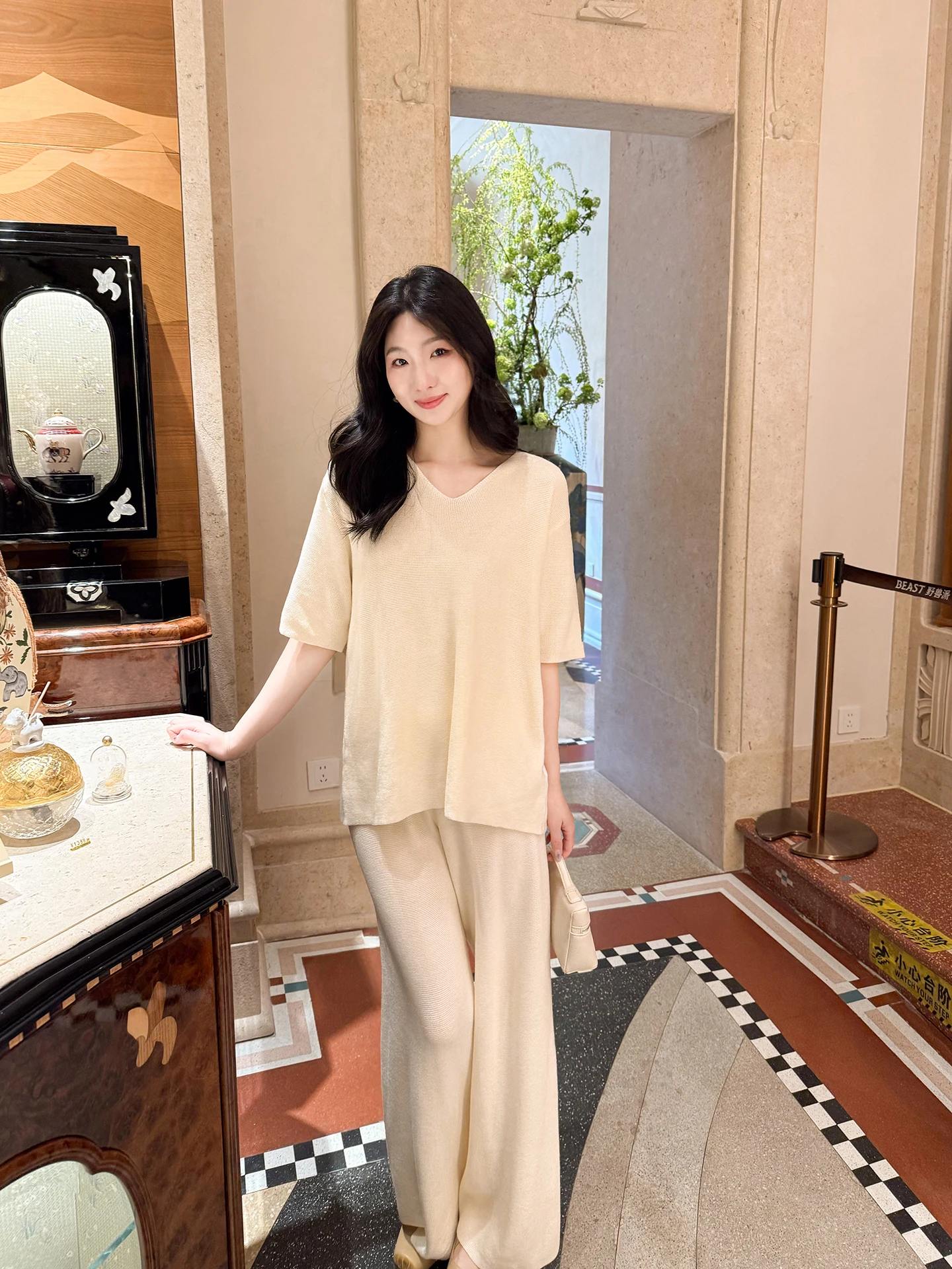 

Elegant Airy Cotton Lazy Style Set Spring Summer New Loose Top Floor-Length Pants Two-Piece Set Moisture-Wicking Quick-Dry