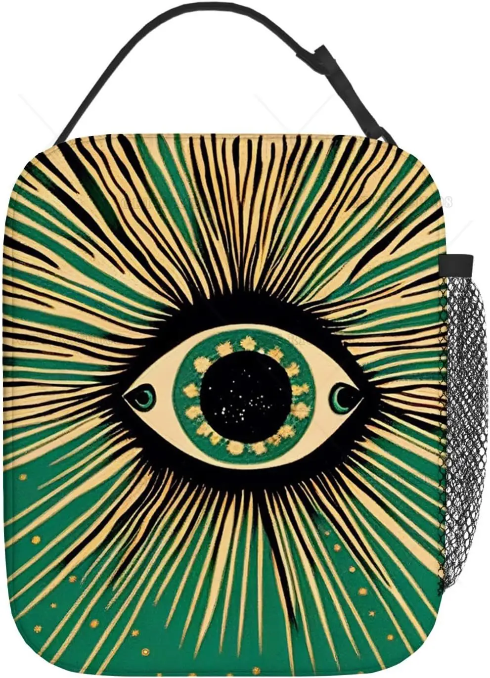 Borsa da pranzo per donna uomo scatola da pranzo riutilizzabile isolata per lavoro d'ufficio Picnic Beach Abstract Eye of Evil Pattern Lunch Bag