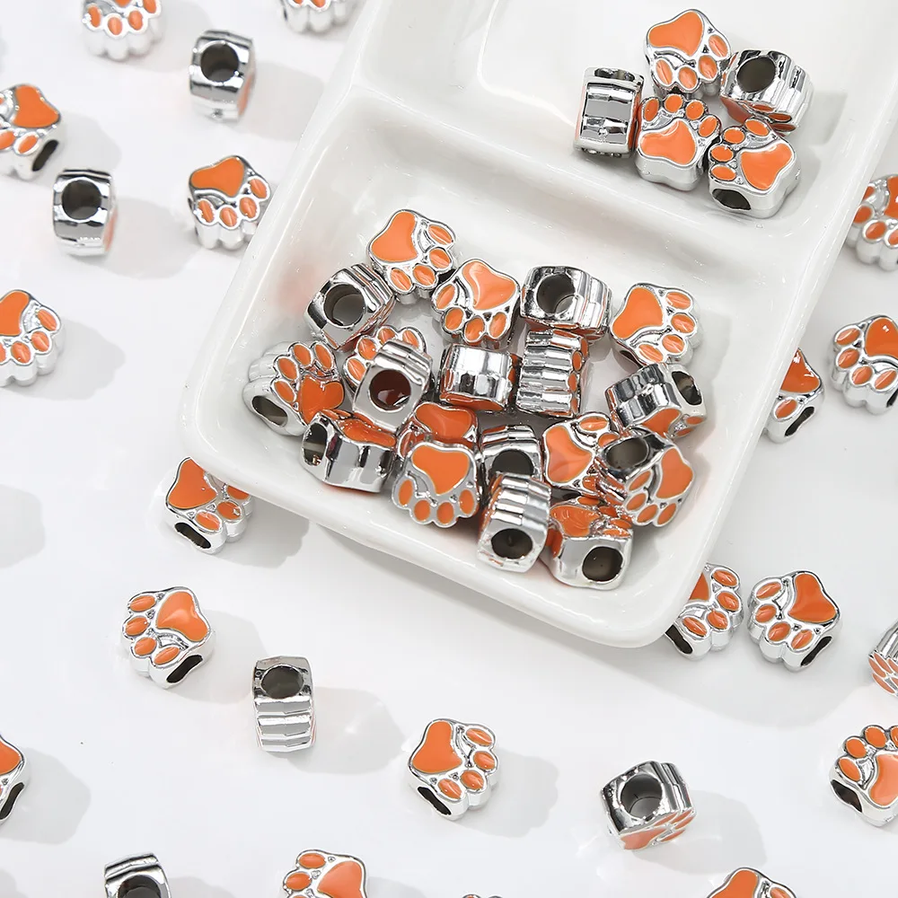 10 stuks 11x7mm Geperforeerde Hond Beer Kat Poot Acryl Druppel Olie Groot Gat Geïsoleerde Kralen Voor voor Sieraden Maken Diy Accessoires