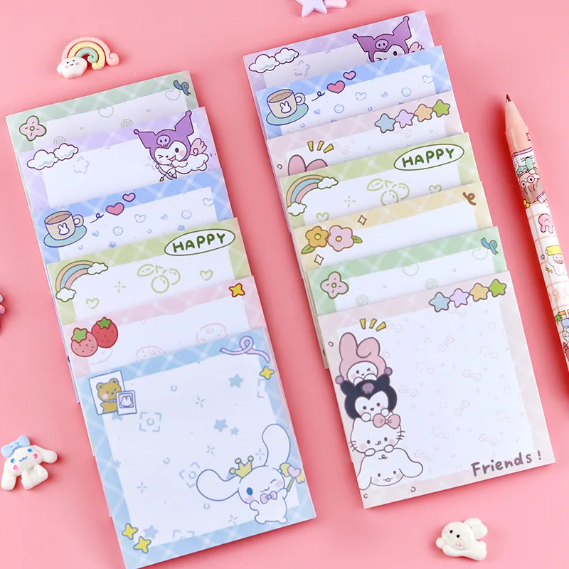 Imagem -06 - Sanrio Melody Pochacco Kuromi Memo Pad Sticky Notes Papelaria Etiqueta Planejador Notepad Sticker Post Material Escolar 24 Pcs por Lote