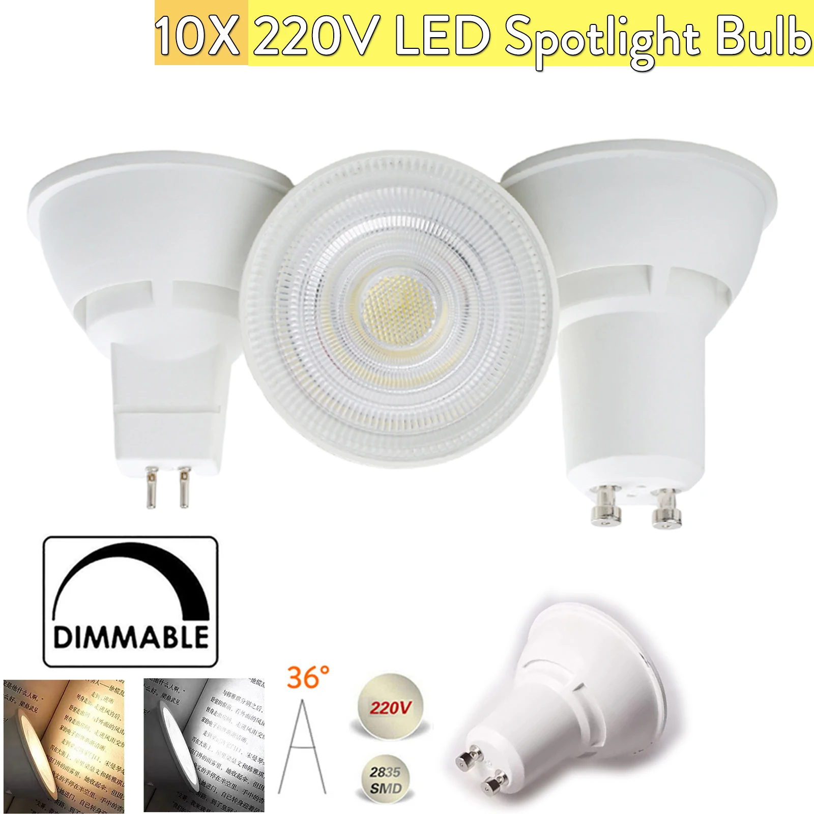 10X 7w Led Spotlight Bulb 220v Spot Lighting Lamps 36-degree-beam Gu10 E27 Mr16 Dimmable Lamp 3000k 6000k Home Decoration Living