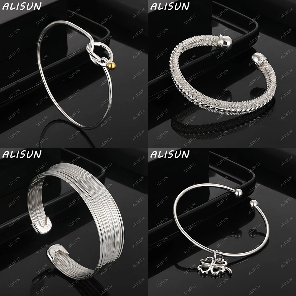 

ALISUN 925 Sterling Silver Design Bangle For Women Men Charm Trend Birthday Gifts Fashion Party Fine Jewelry