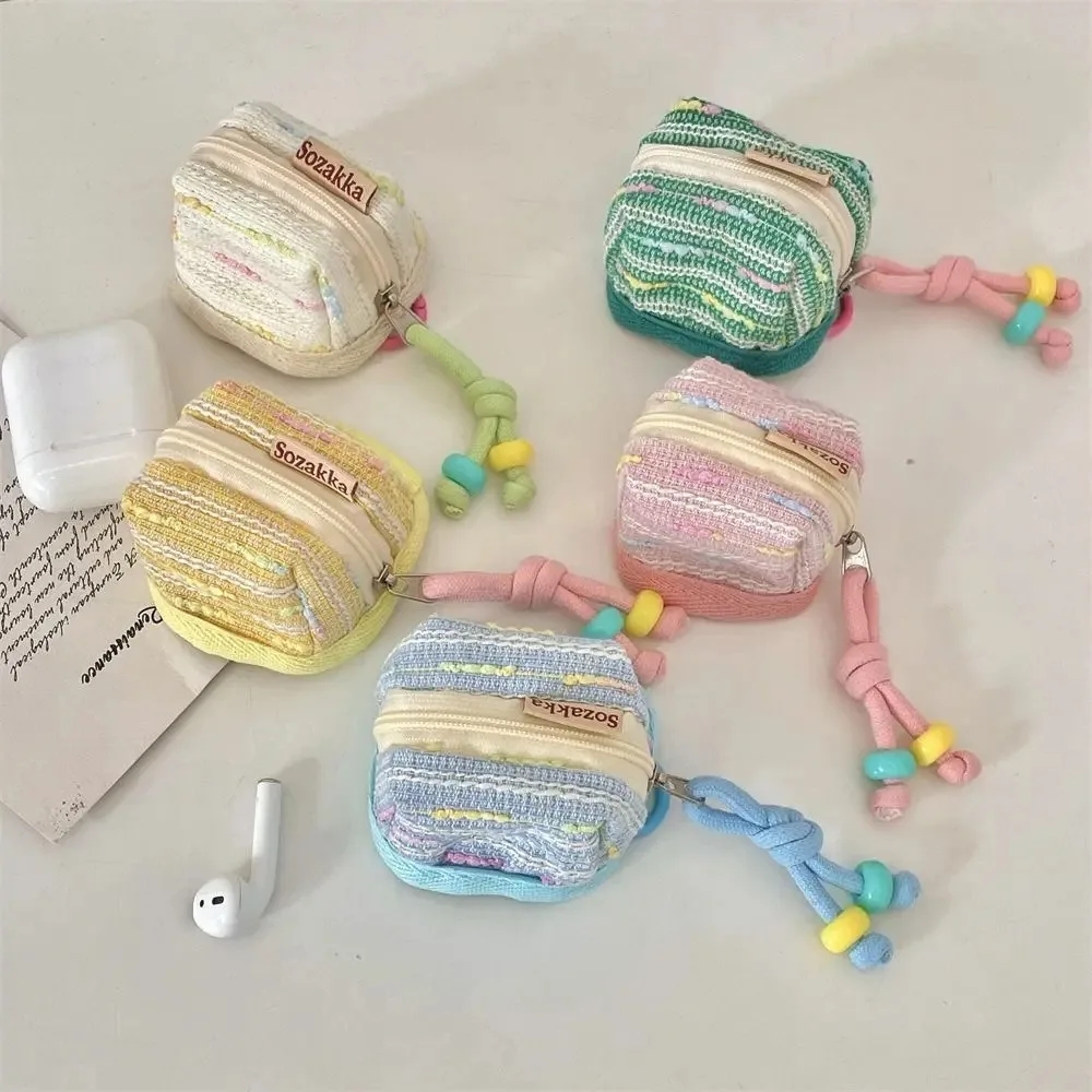 Candy Color Earphone Case Multifunction Large Capacity Zipper Storage Bag Portable Backpack Pendant Mini Coin Purse for Women