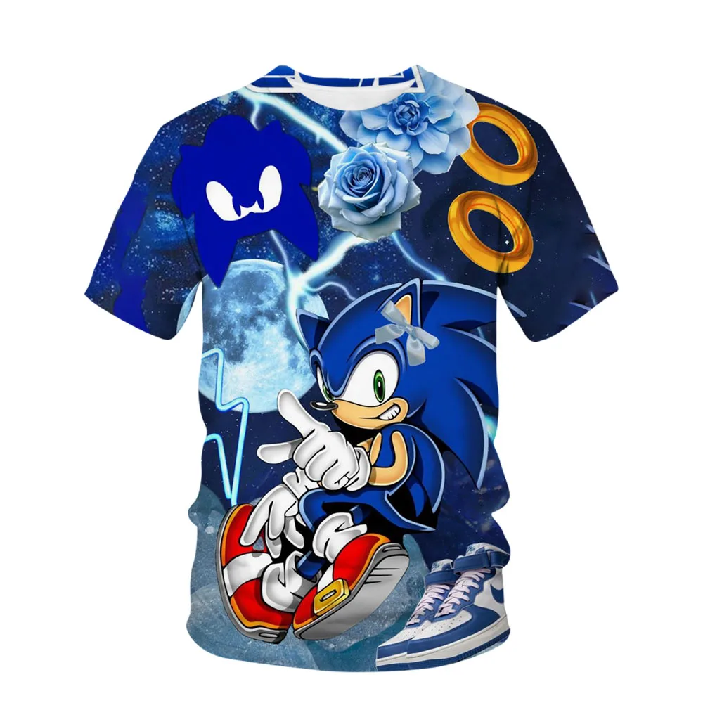 

2024 Anime Sonic 3d Print Tshirt Men Women Summer Casual Streetwear Children Casual Style Tee Tops