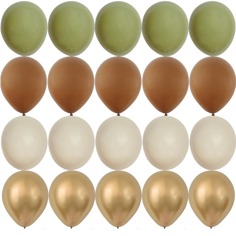 15/20PCS 10inch Vintage Balloons Retro Khaki Green Balloon Set for Wedding Anniversary Happy Birthday Party Decoration Supplies