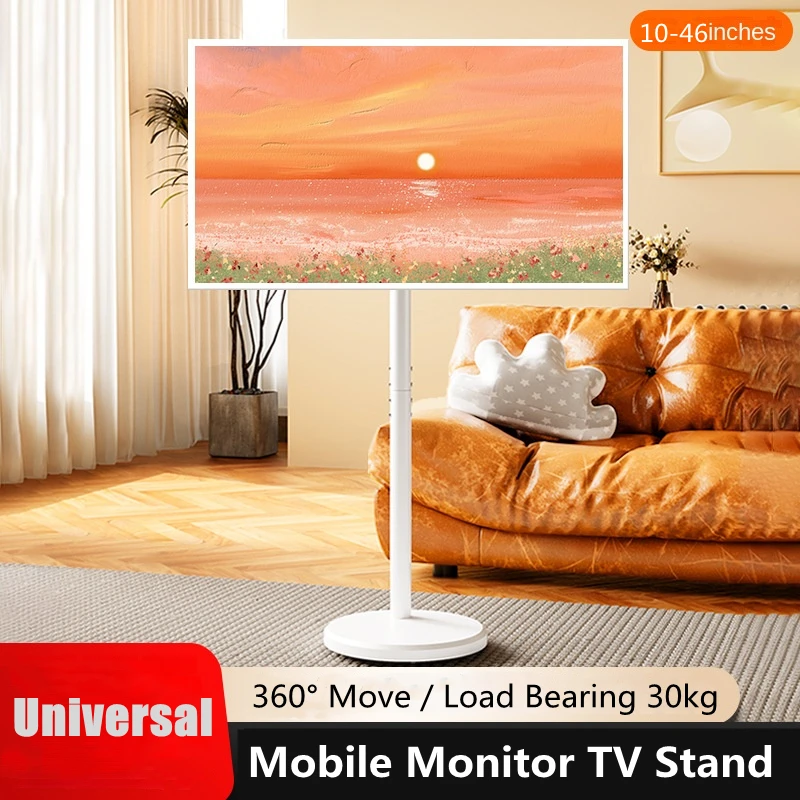 Meuble TV au design moderne, chariot TV roulant pour moniteurs LED OLED 10-46 pouces, support de sol TV pouvant contenir jusqu'à 88 lb, VESA maximum 200 x 200 mm