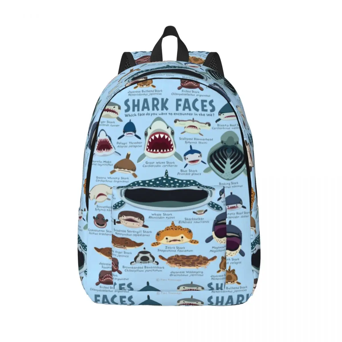 

Shark Faces Backpack Middle High College School Student Bookbag Teens Canvas Daypack Outdoor