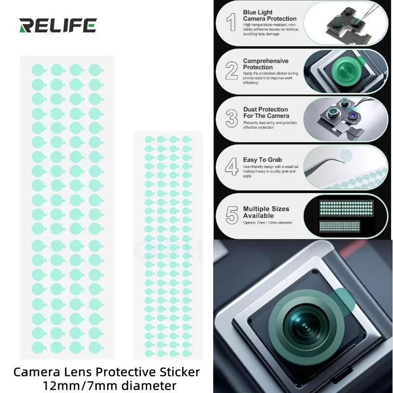

RELIFE защитная наклейка для камеры 7 мм 12 мм, защита от пыли, пепла, зеленая пленка, клейкая лента, лицо камеры, ID, наклейки с синим светом, лист