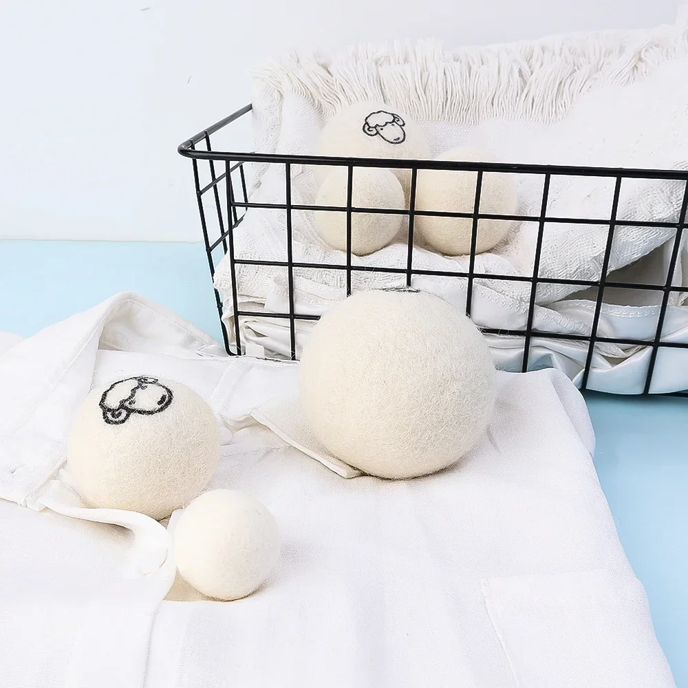 3/6 Stück Wiederverwendbare Woll-Trocknerbälle, Wäschedecker-Weichspüler, Fleece-Trocknerball-Set für Zuhause, Wäschetrockner, Waschmaschine – Detail 11