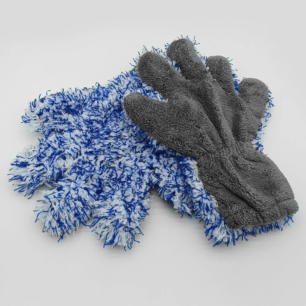 Car Thicked Soft Microfiber Wash Wipe Gloves Auto Double-sided Scratch Free Cleaning Glove Tool Body Wheels Clean Accessories
