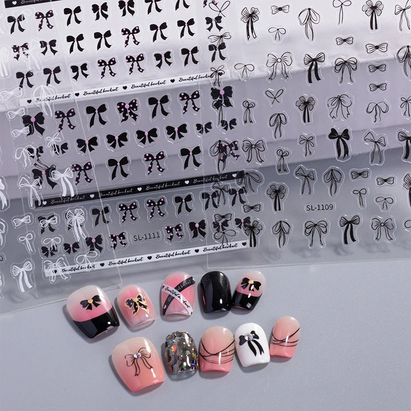 

New Ribbon Bow Nail Sticker Nail Art Decoration 3D Sticker Nail Adhesive Nail Charm Nail Art Accessories