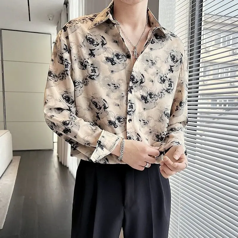 Fashionable Trend Popularity Classic Vintage Casual Skinny Shivering Round Dot Handsome Shirt Men\'s Clothing Spring Autumn 2024