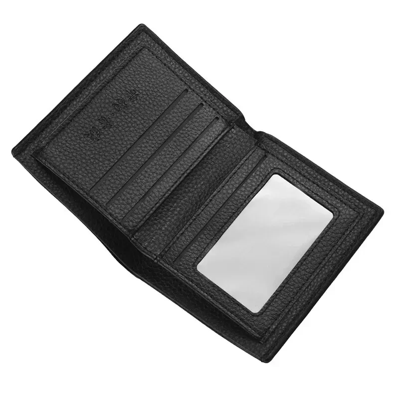 Portafoglio corto da uomo con stampa litchi Portafoglio per carte di credito con cerniera stile casual inglese