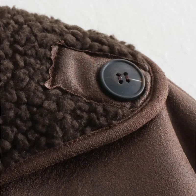 سترة نسائية جديدة لعام 2025 سترة دافئة ملابس خارجية سترات فضفاضة غير رسمية معطف ذروة طية صدر السترة مزدوجة