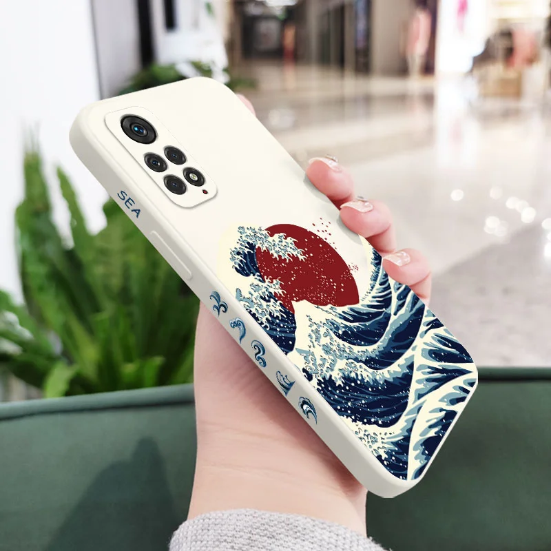 Red Sun Sea Waves Phone Case For Xiaomi Redmi Note 13 12 12S 11 11S 11T 10 10A 10T 10S 9T 9 Pro Plus 10C 9A 9C 9T 4G 5G Cover