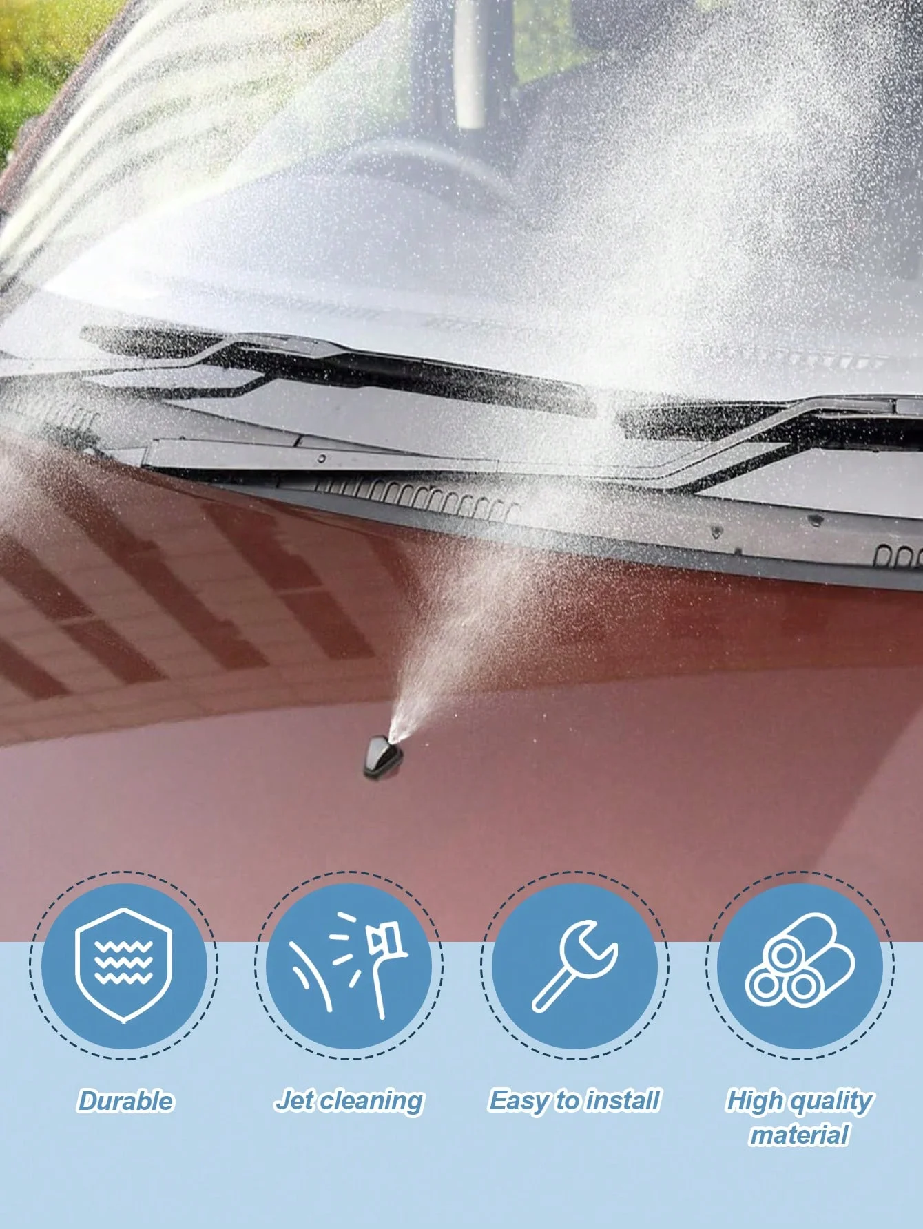 مجموعة فوهة غسالة الزجاج الأمامي القابلة للتعديل العالمية - مجموعة مكونة من 9 قطع تتضمن موصل خرطوم الفوهة، تصميم ثقب مزدوج لتحسين Cl