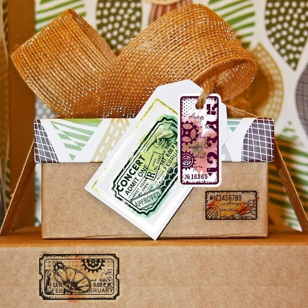 Retro Steampunk Label Clear Stamps for DIY Scrapbooking Vintage Label Tags Silicone Clear Stamp Seal Transparent Stamps for Card