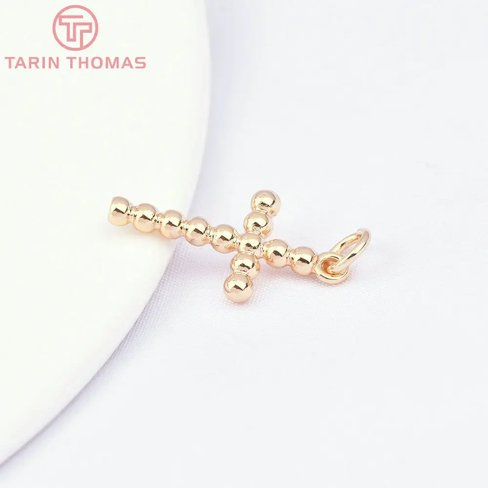 (7490) 6PCS 11x20MM 24K Gold Color Brass Cross Charms Pendants High Quality DIY Jewelry Making Findings Accessories Wholesale