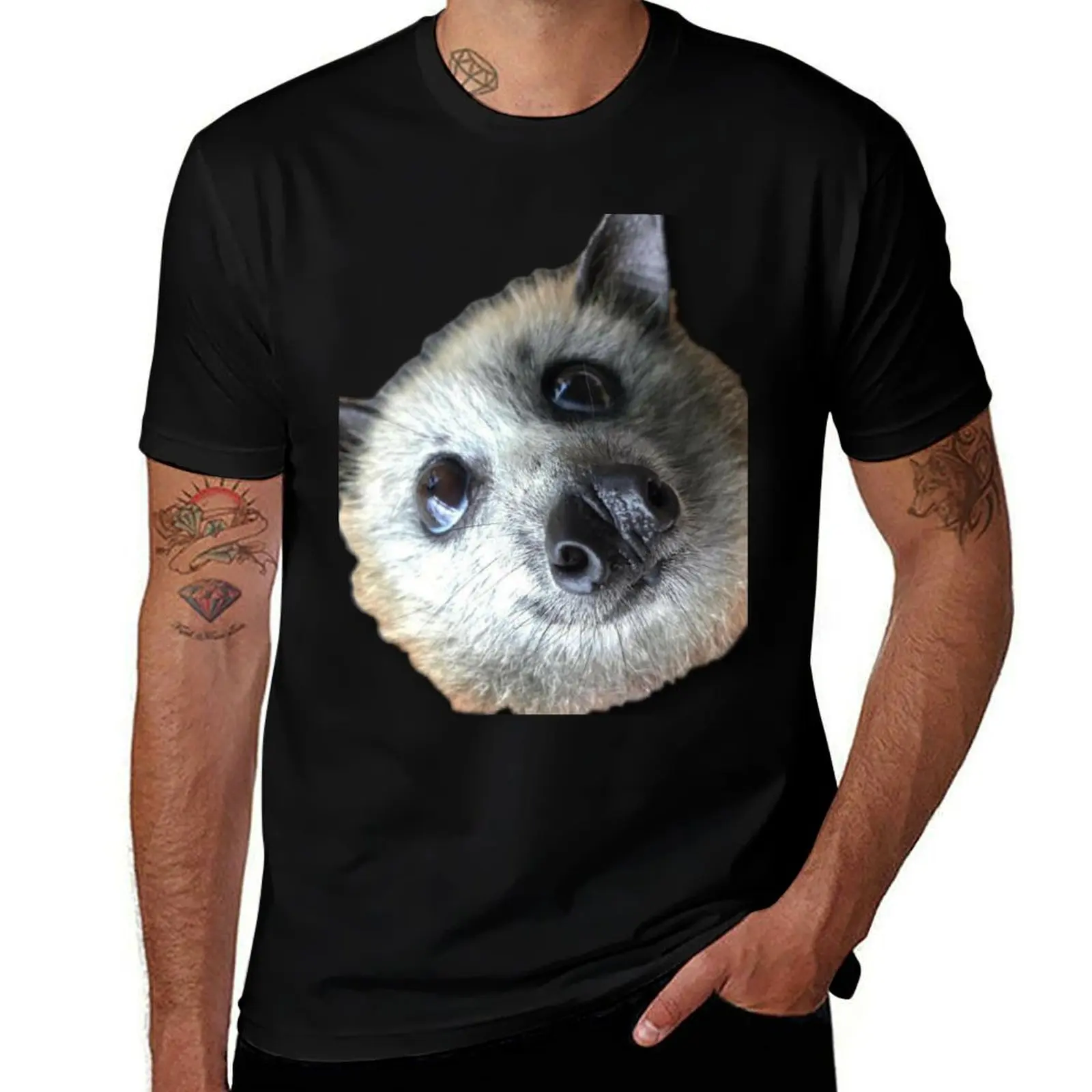 

Handsome Grey Headed Flying Fox Bat Sinbad. T-Shirt funny meme t-shirts summer clothes Luxury man clothing for men