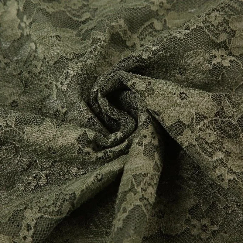 Modische Grüne Spitzen-Oberteile mit Bändern, Gothic Transparente Ausgestellte Ärmel, Crop-Mantel für Damen, Durchsichtige Patchwork-Club-Party-Glockenärmel-Blusen 2026 – Detail 16