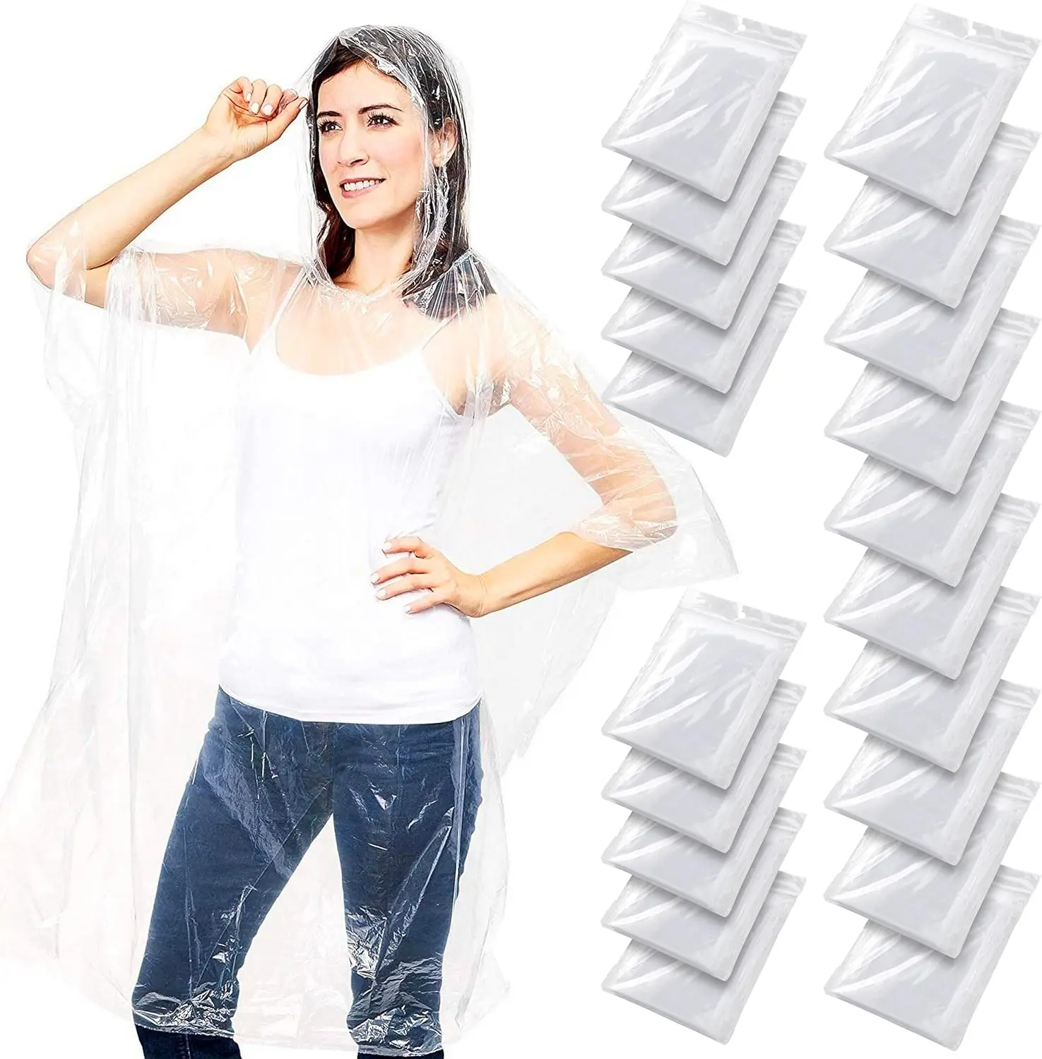 

Disposable Rain Ponchos for Adults Waterproof with Hood for Travel & Festivals Bulk