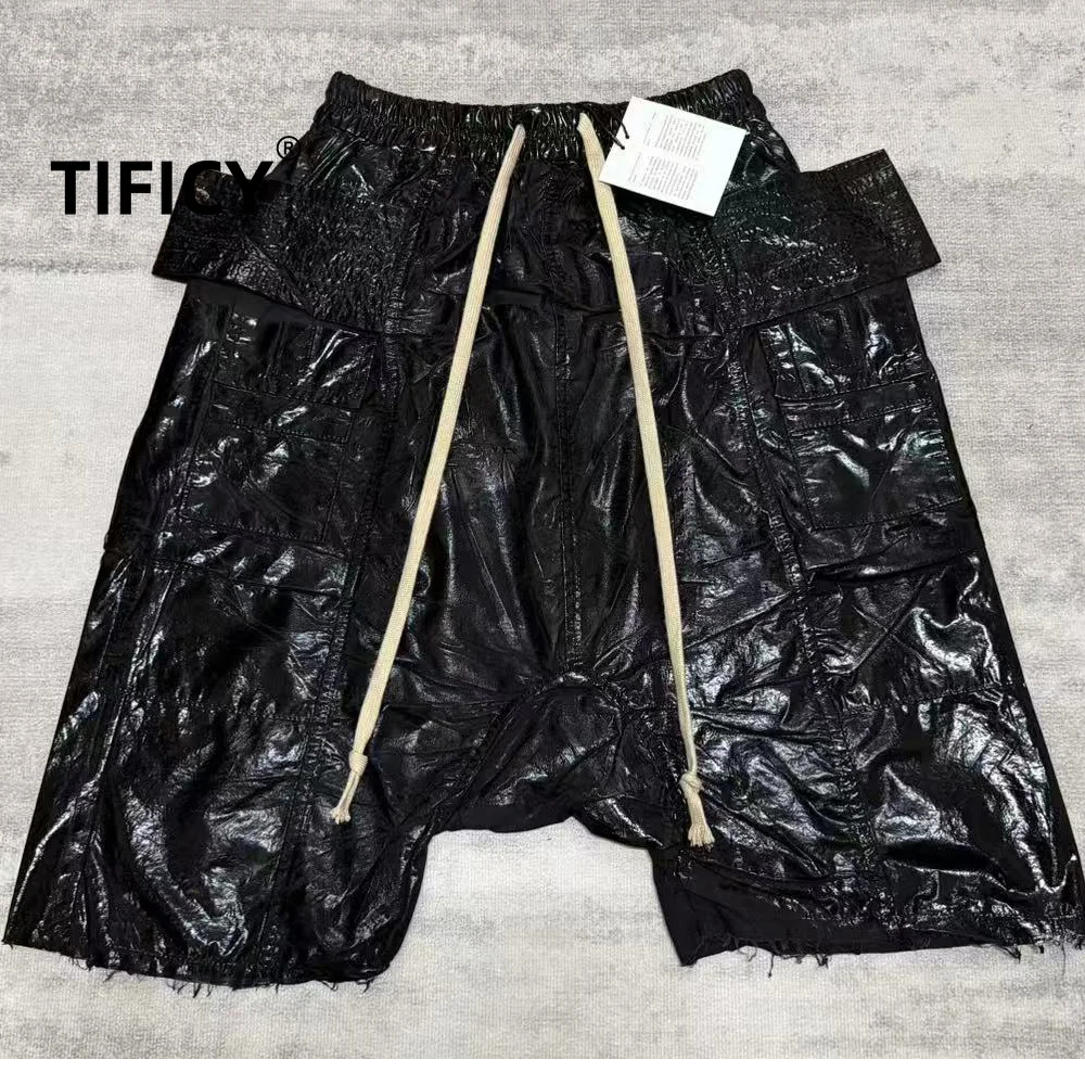 High Street RO Dual Ring Wax Face Casual Seven Inch Shorts Men's Dark Style Brushed Wax Fixed Color Workwear Casual Pants