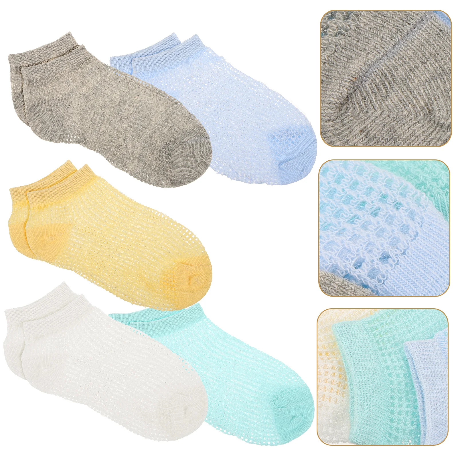 

5Pairs Baby Low Cut Socks Soft Breathable Summer Ankle Socks for Toddlers Casual Wear Machine Washable 5 Colors 1-3Y