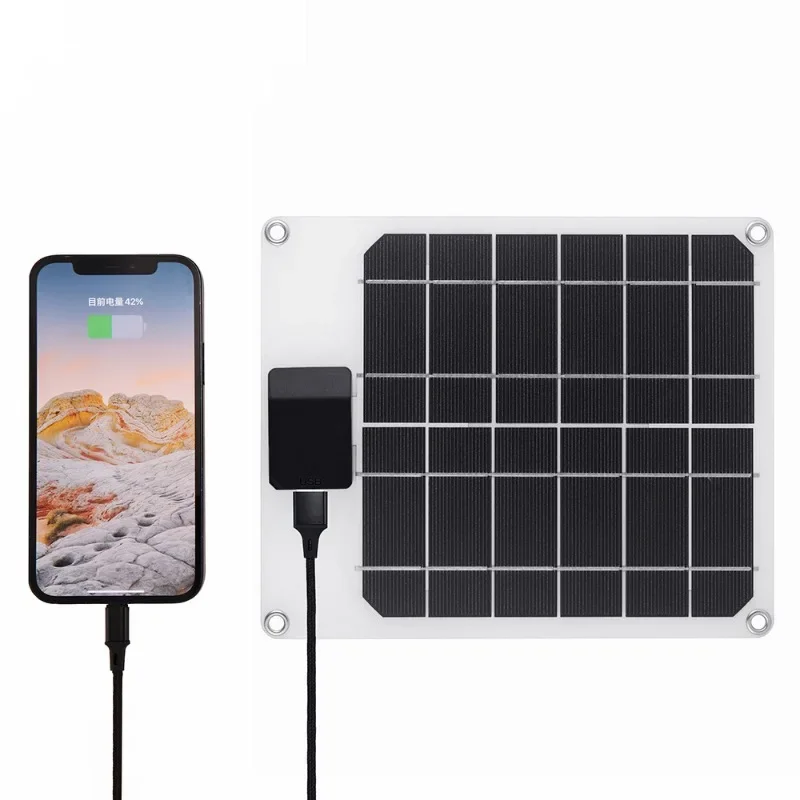 

5W 5V Mobile Power Solar Charging Pad Outdoor Portable Hangable Solar Charger USB Output Cell Phone Outdoor Solar Charger