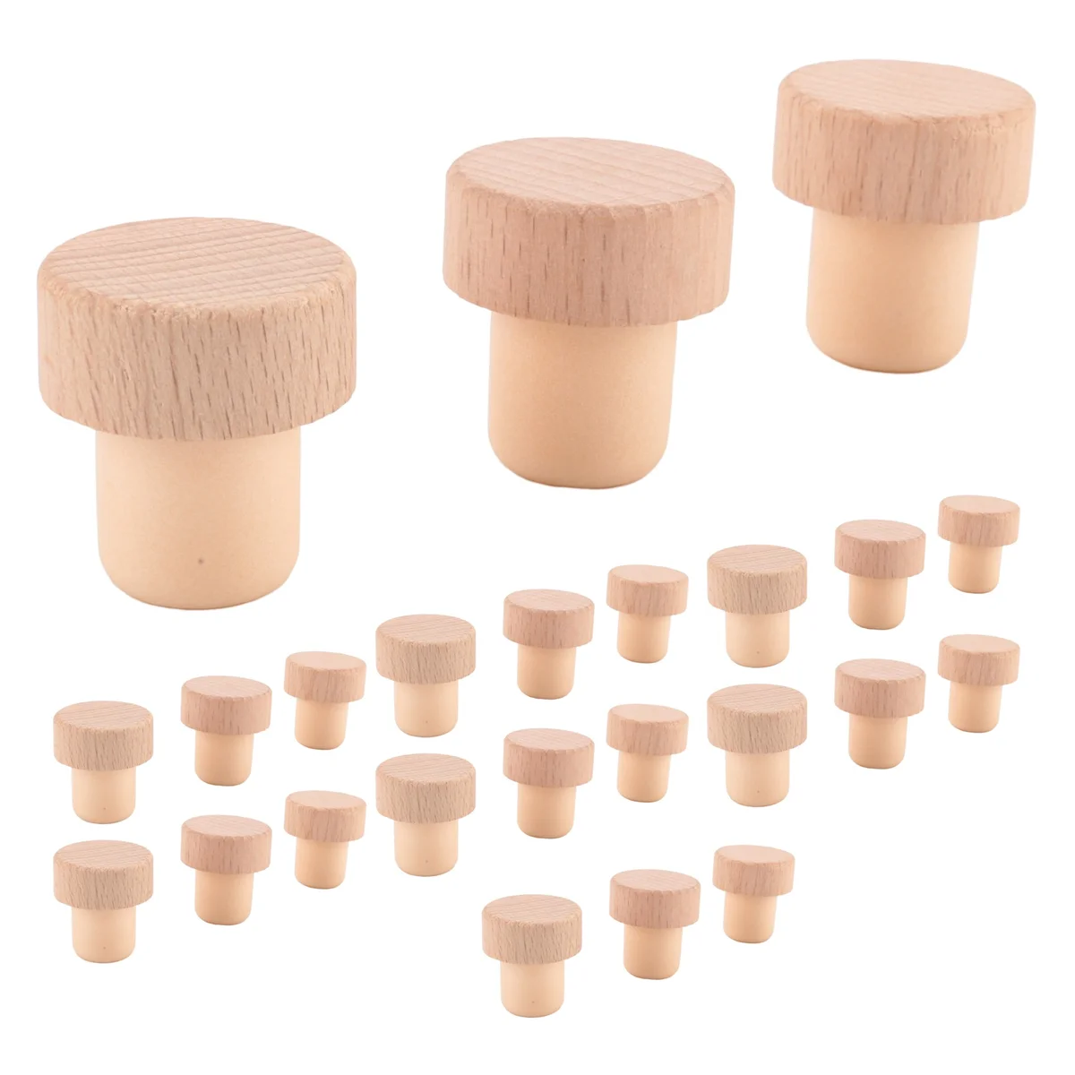 24 قطعة زجاجة النبيذ الفلين T على شكل الفلين المقابس ل النبيذ الفلين النبيذ سدادة قابلة لإعادة الاستخدام النبيذ الفلين الخشبي والمطاط النبيذ Sto