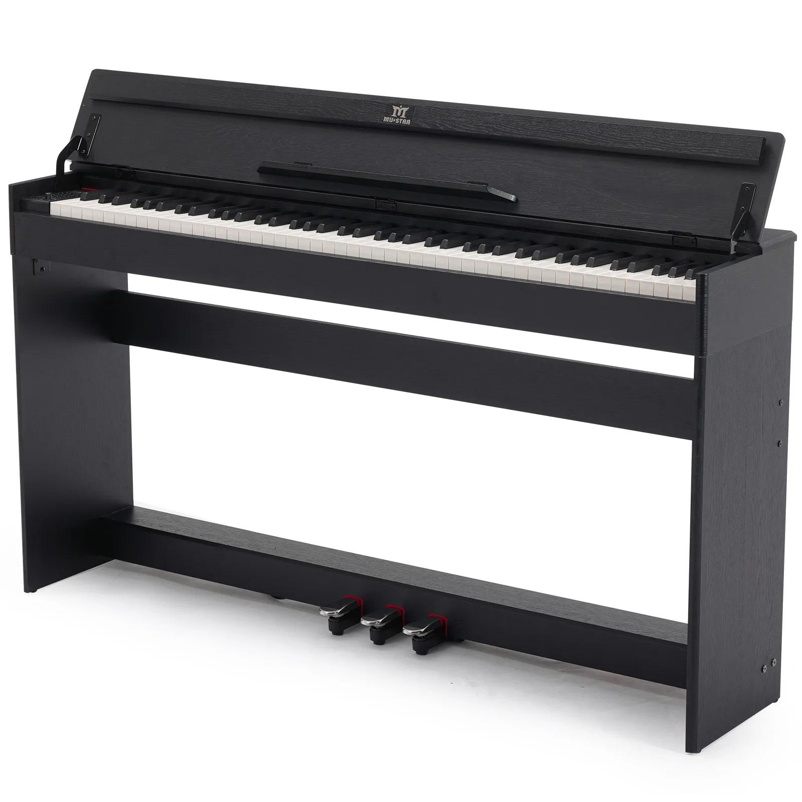Digitalpiano 88 Tasten halbgewichtet, E-Piano mit halb-offener Abdeckung, Bluetooth MIDI & 3 Pedale, 800 Klänge, Schwarz