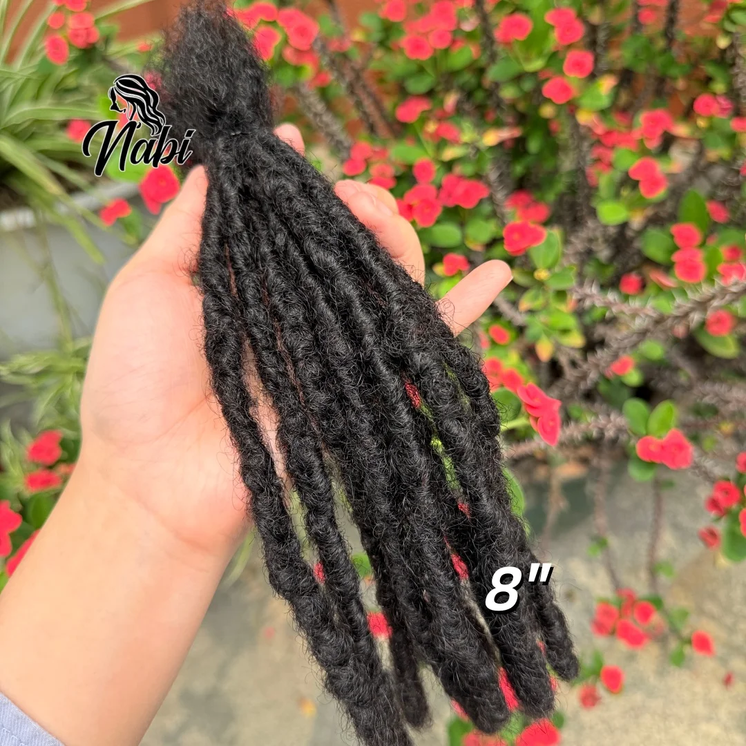 Interlocs 0.6cm Dreadlocks Remy Human Hair Soft Locs Textured Handmade Remy Human Hair Locs Extensions